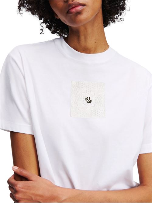 T-shirt donna bianca in cotone Karl Lagerfeld jeans | A2W17096100